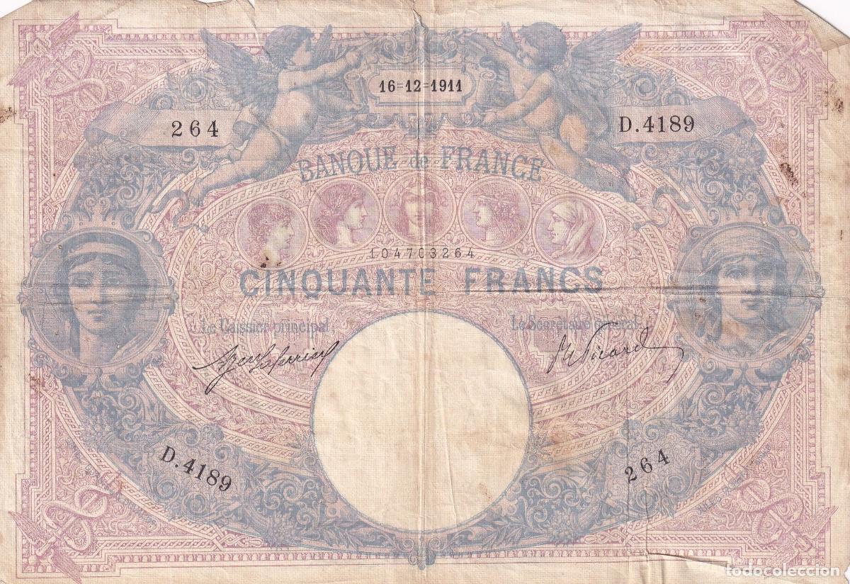 Notas Internacionais: CRBX2631 BILLETE FRANCIA 50 FRANCOS 1911 MC