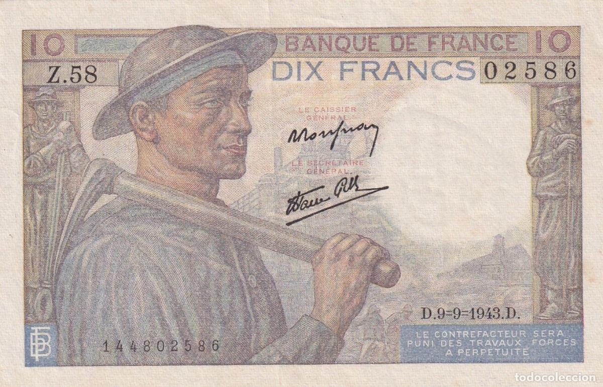 International Banknotes: CRBX2641 BILLETE FRANCIA 10 FRANCOS 1943 EBC
