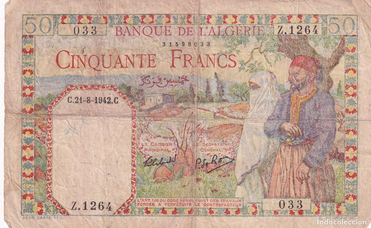International Banknotes: CRBX2644 BILLETE ARGELIA 50 FRANCOS 1942 BC