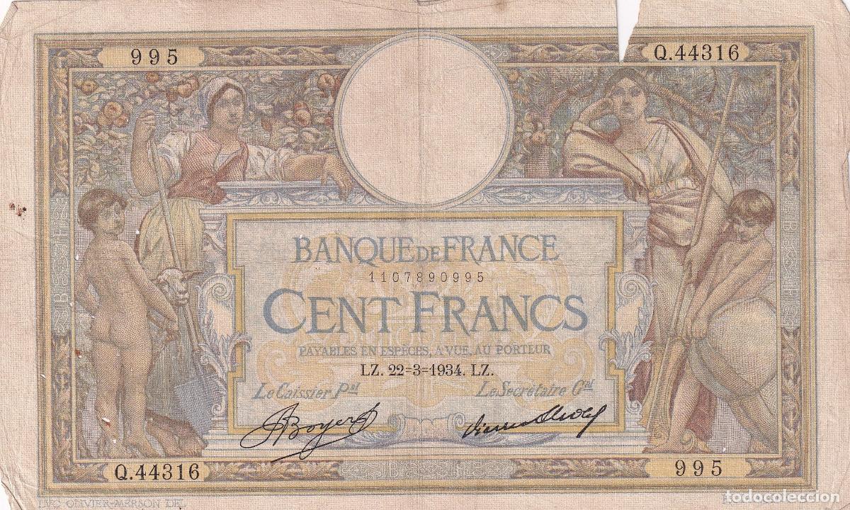 International Banknotes: CRBX2651 BILLETE FRANCIA 100 FRANCOS 1934 BC