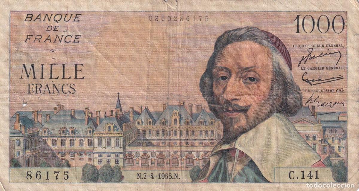 Billets internationaux: CRBX2721 BILLETE FRANCIA 1000 FRANCOS 1966 CON AGUJA BC