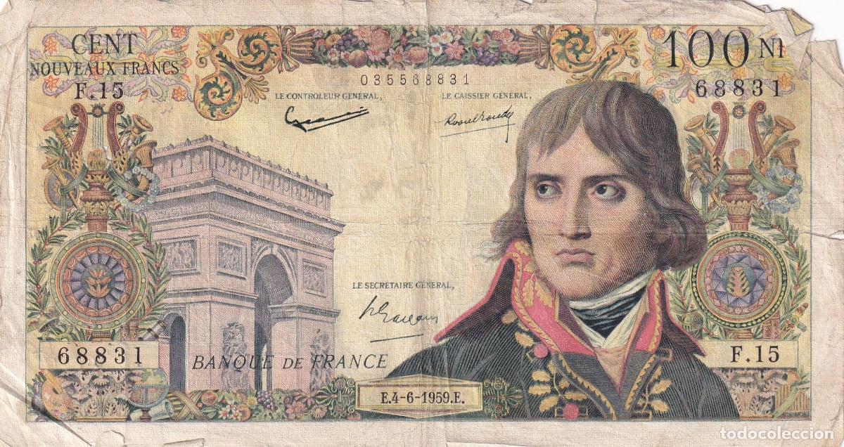 Billets internationaux: CRBX2723 BILLETE FRANCIA 100 FRANCOS 1959 CON ROTURAS