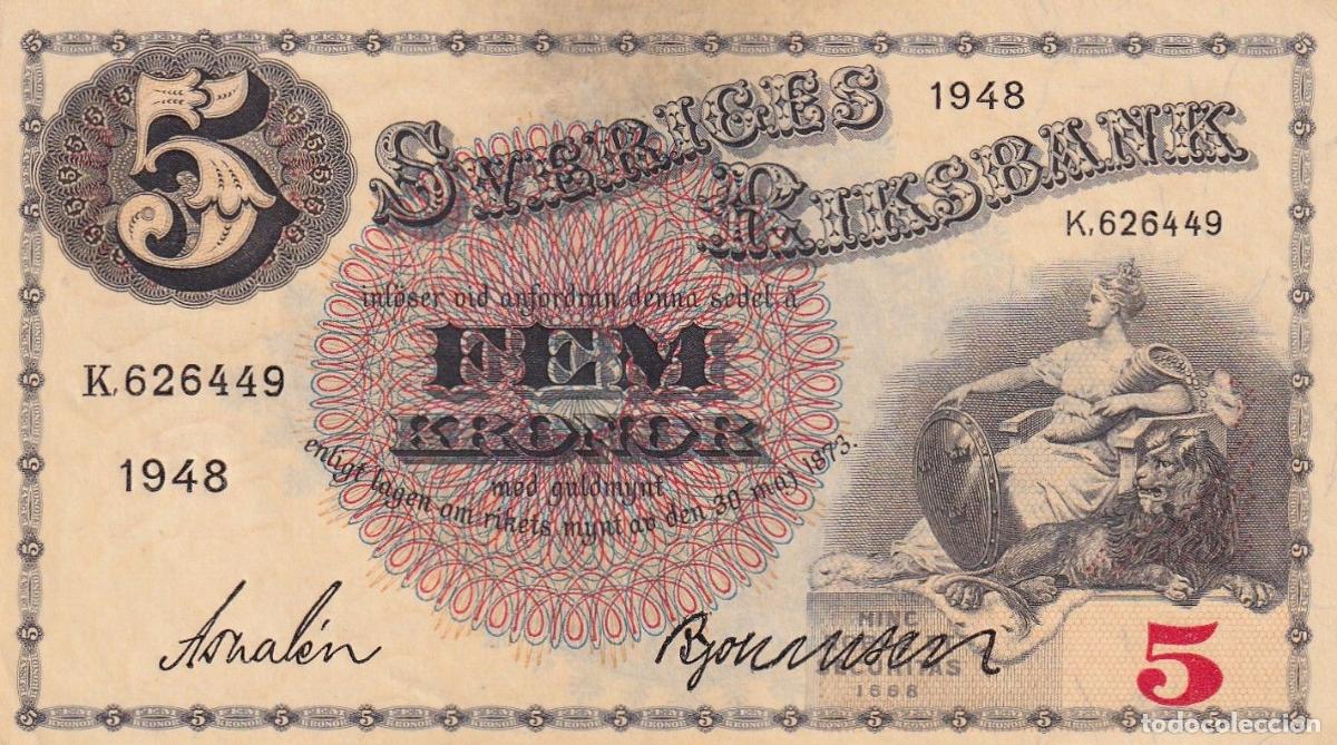 Billets internationaux: CRBX2778 BILLETE SUECIA 5 KRONOR 1948 SERIE K MBC