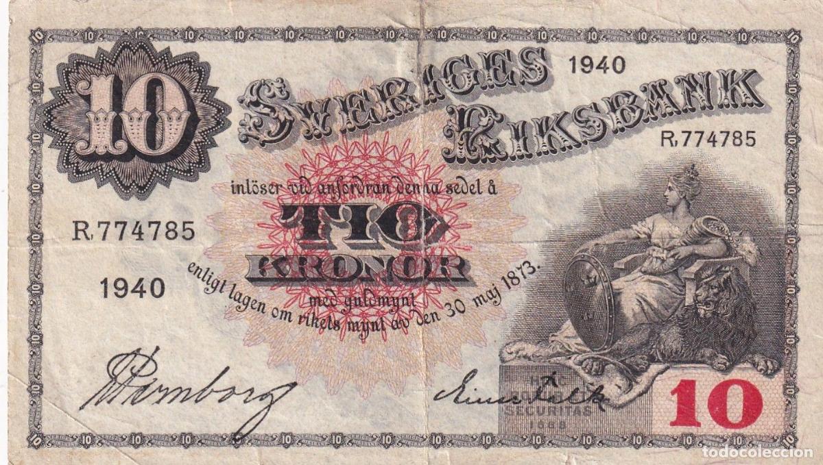 Billets internationaux: CRBX2792 BILLETE SUECIA 10 KRONOR 1940 SERIE R BC