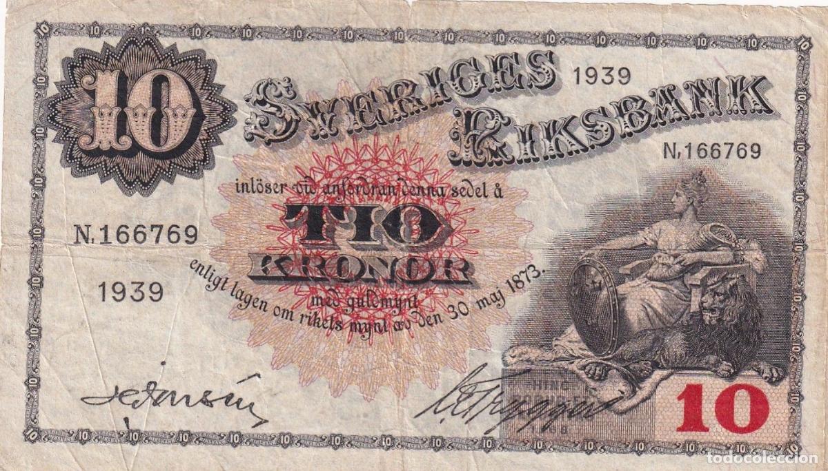 Billets internationaux: CRBX2794 BILLETE SUECIA 10 KRONOR 1939 SERIE N MBC