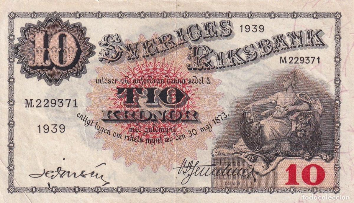 Billetes extranjeros: CRBX2813 BILLETE SUECIA 10 KRONOR 1939 SERIE M MBC+
