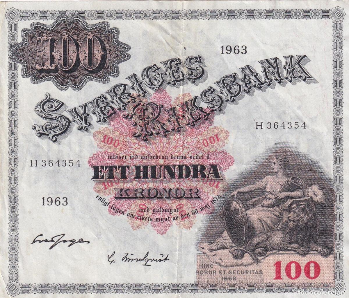 Billetes extranjeros: CRBX2818 BILLETE SUECIA 100 KRONOR 1963 SERIE H MBC+