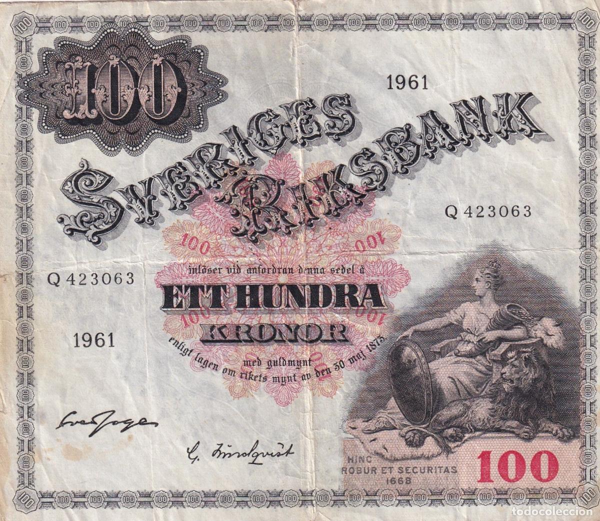 Billetes extranjeros: CRBX2819 BILLETE SUECIA 100 KRONOR 1961 SERIE Q BC+