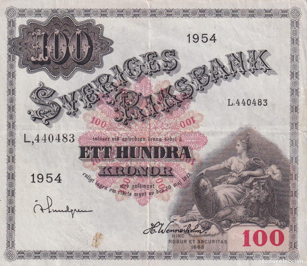 Billetes extranjeros: CRBX2822 BILLETE SUECIA 100 KRONOR 1954 SERIE L MBC