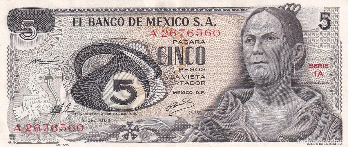Billetes extranjeros: CRBX2832 BILLETE MEXICO 5 PESOS 1969 EBC