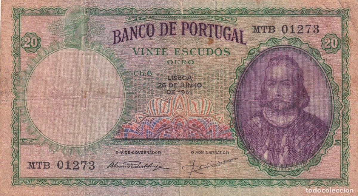 Billetes extranjeros: CRBX2835 BILLETE PORTUGAL 20 ESCUDOS 1961 BC