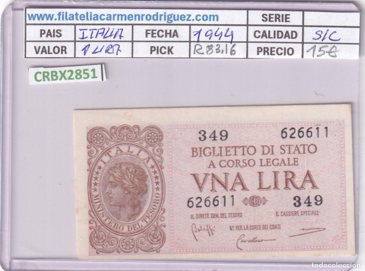 Banconote internazionali: CRBX2851 BILLETE ITALIA 1 LIRA 1944 SIN CIRCULAR