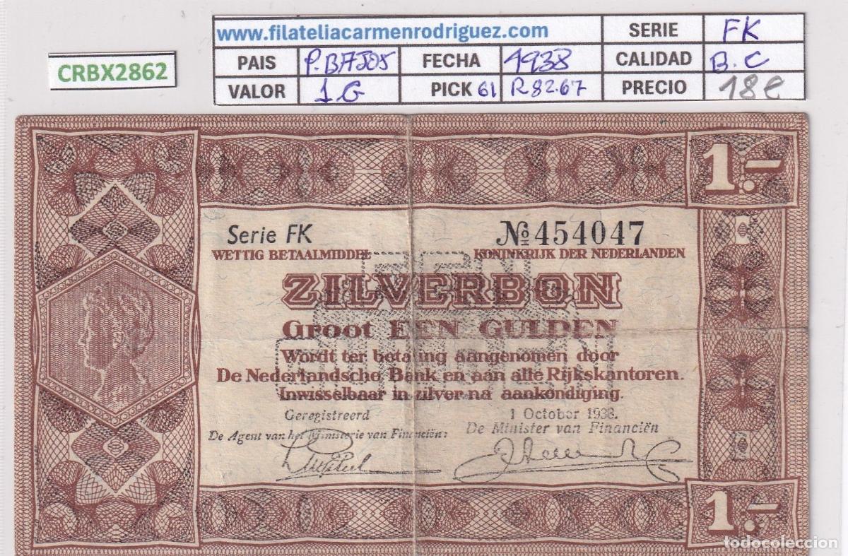 Billets internationaux: CRBX2862 BILLETE PAISES BAJOS 1 GULDEN 1938 P-61 BC