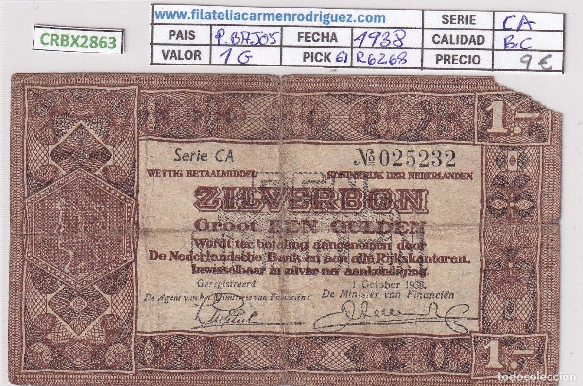 Billets internationaux: CRBX2863 BILLETE PAISES BAJOS 1 GULDEN 1938 P-61 BC