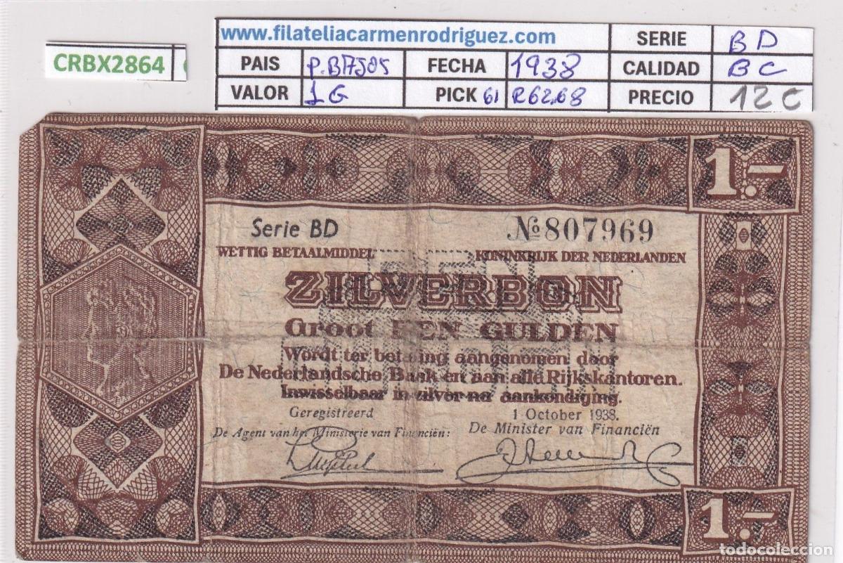 Billets internationaux: CRBX2864 BILLETE PAISES BAJOS 1 GULDEN 1938 P-61 BC