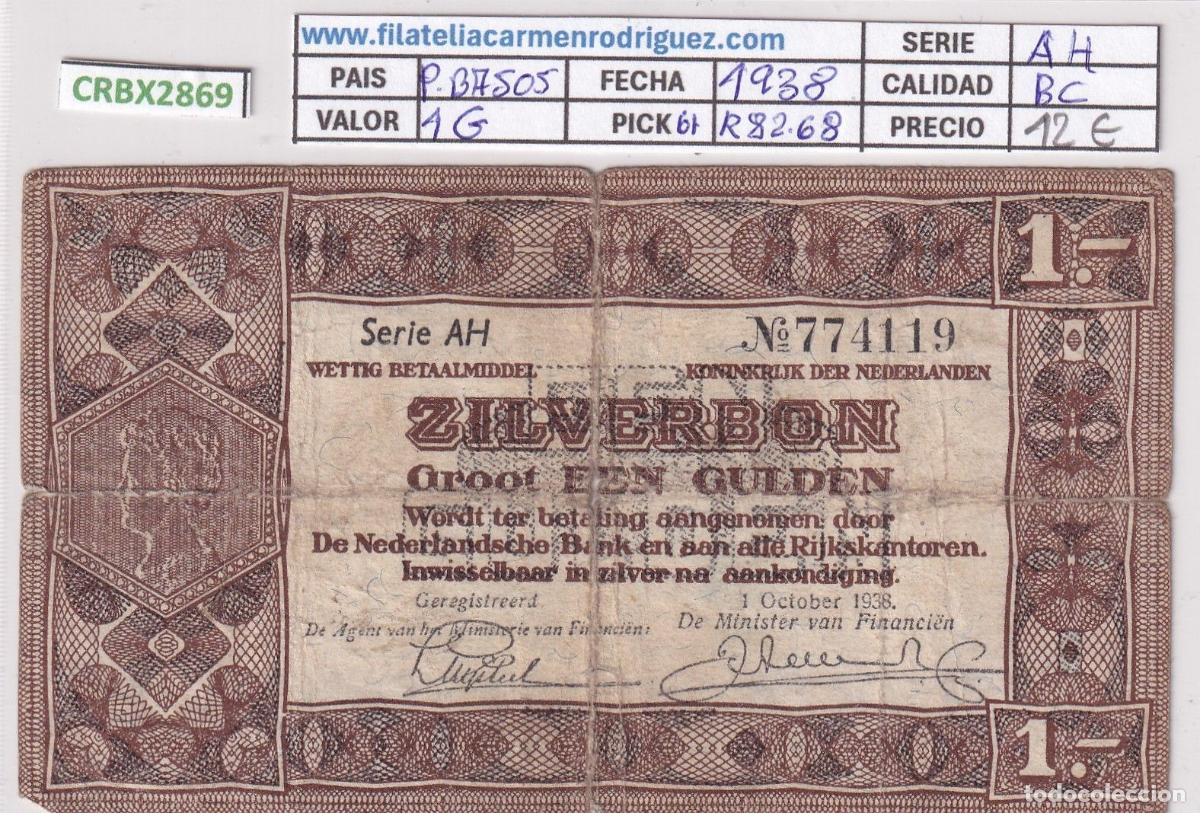 Billets internationaux: CRBX2869 BILLETE PAISES BAJOS 1 GULDEN 1938 P-61 BC
