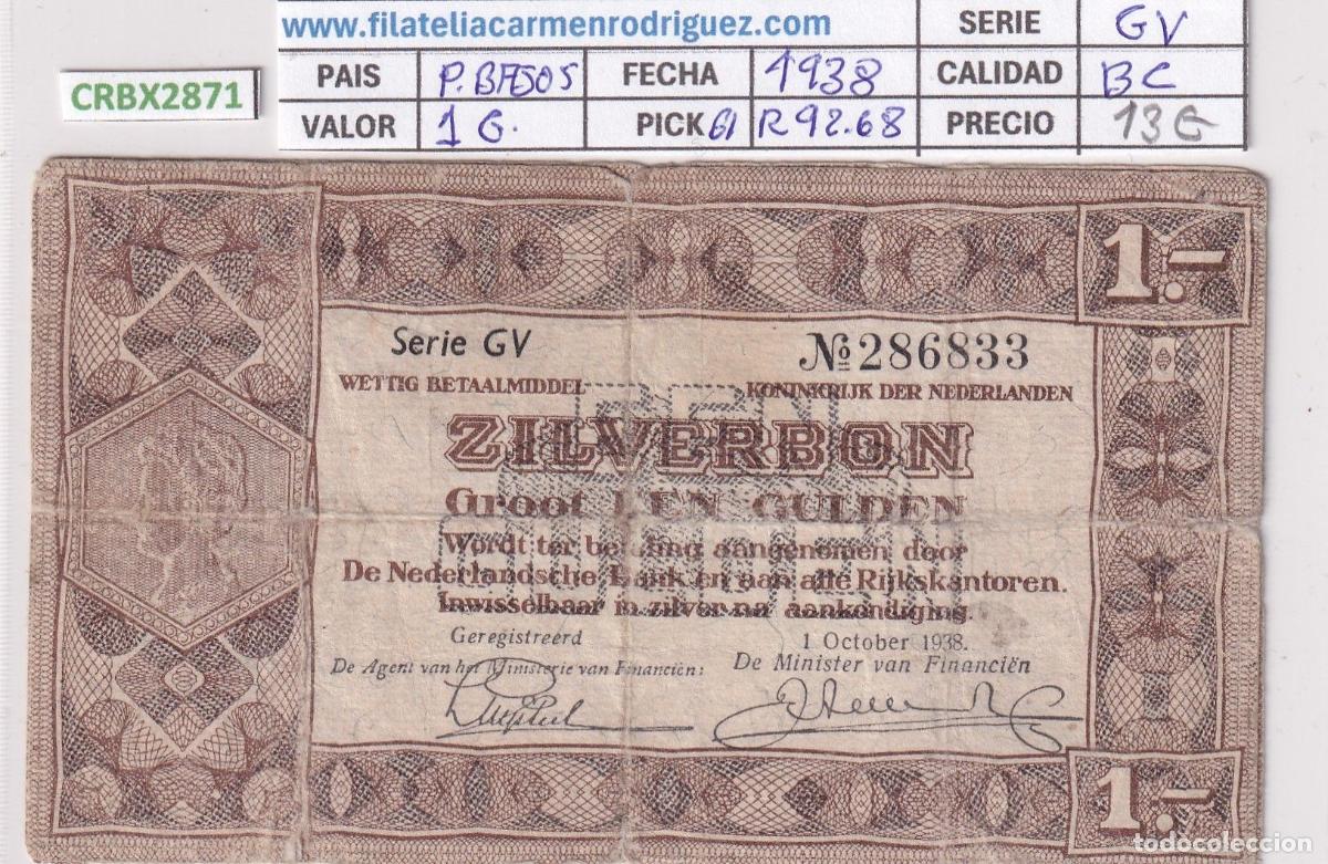 Billets internationaux: CRBX2871 BILLETE PAISES BAJOS 1 GULDEN 1938 P-61 BC