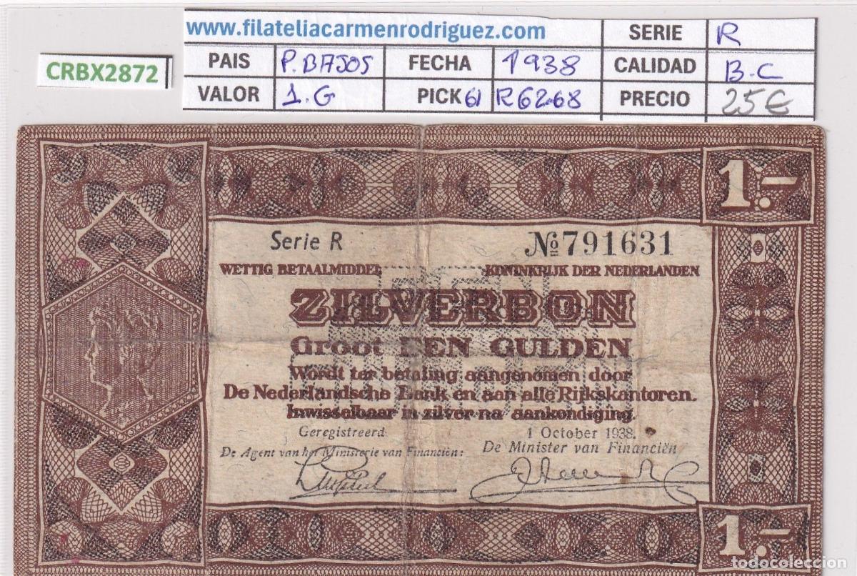Billets internationaux: CRBX2872 BILLETE PAISES BAJOS 1 GULDEN 1938 P-61 BC