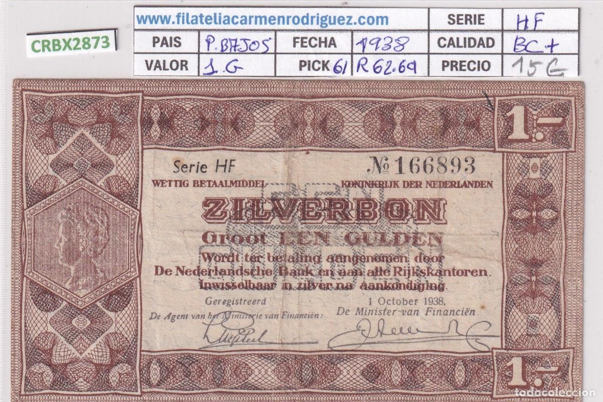 Billets internationaux: CRBX2873 BILLETE PAISES BAJOS 1 GULDEN 1938 P-61 BC+