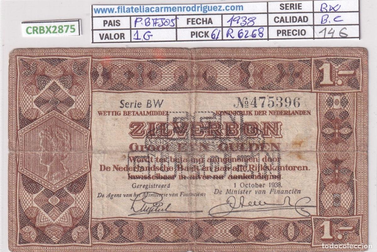 Billets internationaux: CRBX2875 BILLETE PAISES BAJOS 1 GULDEN 1938 P-61 BC