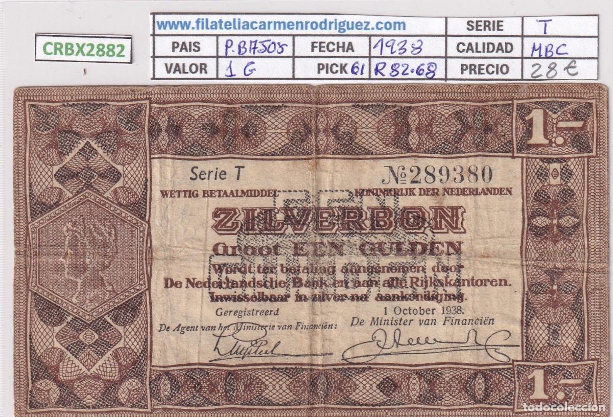 Internationale Banknoten: CRBX2882 BILLETE PAISES BAJOS 1 GULDEN 1938 P-61 MBC