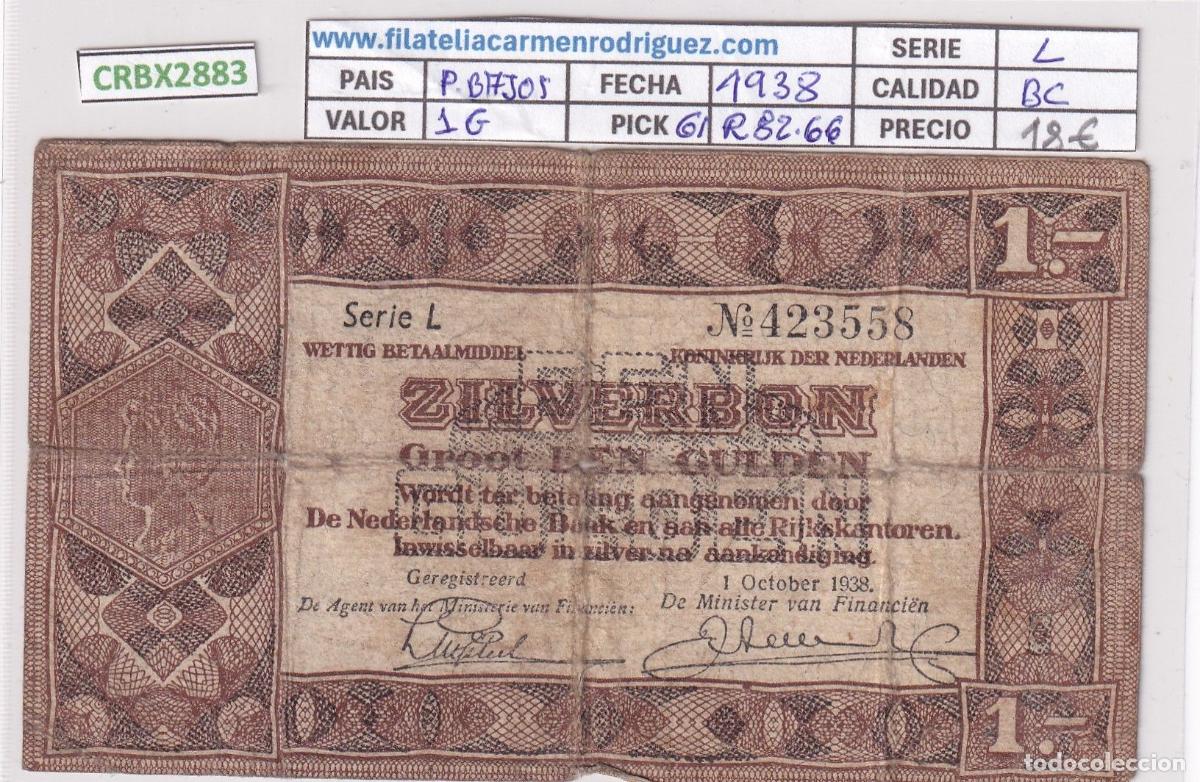 Internationale Banknoten: CRBX2883 BILLETE PAISES BAJOS 1 GULDEN 1938 P-61 BC