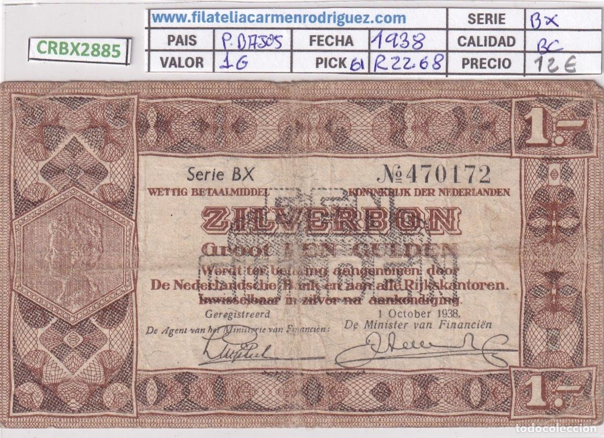 Internationale Banknoten: CRBX2885 BILLETE PAISES BAJOS 1 GULDEN 1938 P-61 BC
