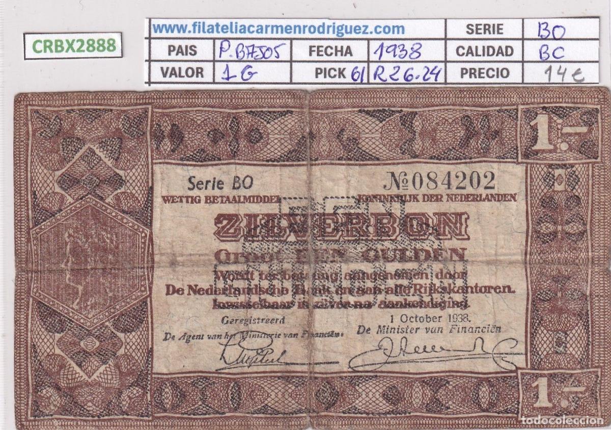 Internationale Banknoten: CRBX2888 BILLETE PAISES BAJOS 1 GULDEN 1938 P-61 BC