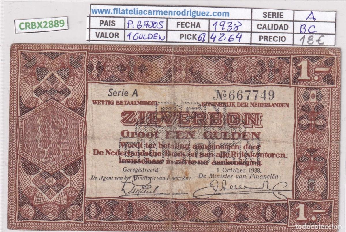 Internationale Banknoten: CRBX2889 BILLETE PAISES BAJOS 1 GULDEN 1938 P-61 BC