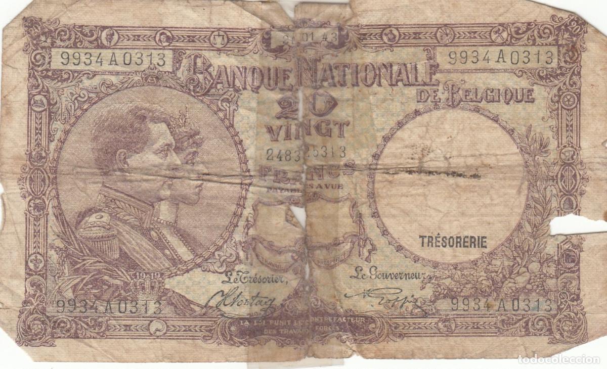 Internationale Banknoten: CRBX0028 BILLETE BELGICA 20 FRANCOS BC