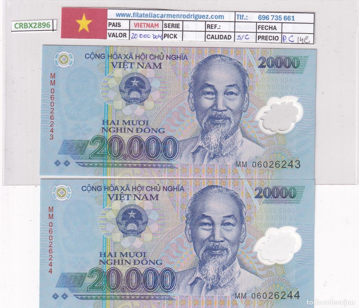 Banconote internazionali: CRBX2896 BILLETES PAREJA CORRELATIVA VIETNAM 20000 DONG SIN CIRCULAR