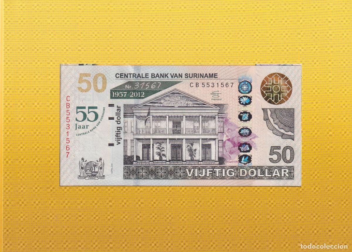 International Banknotes: CRBX2899 BILLETE EN FOLDER SURINAME 50 DOLARES 2012 SIN CIRCULAR
