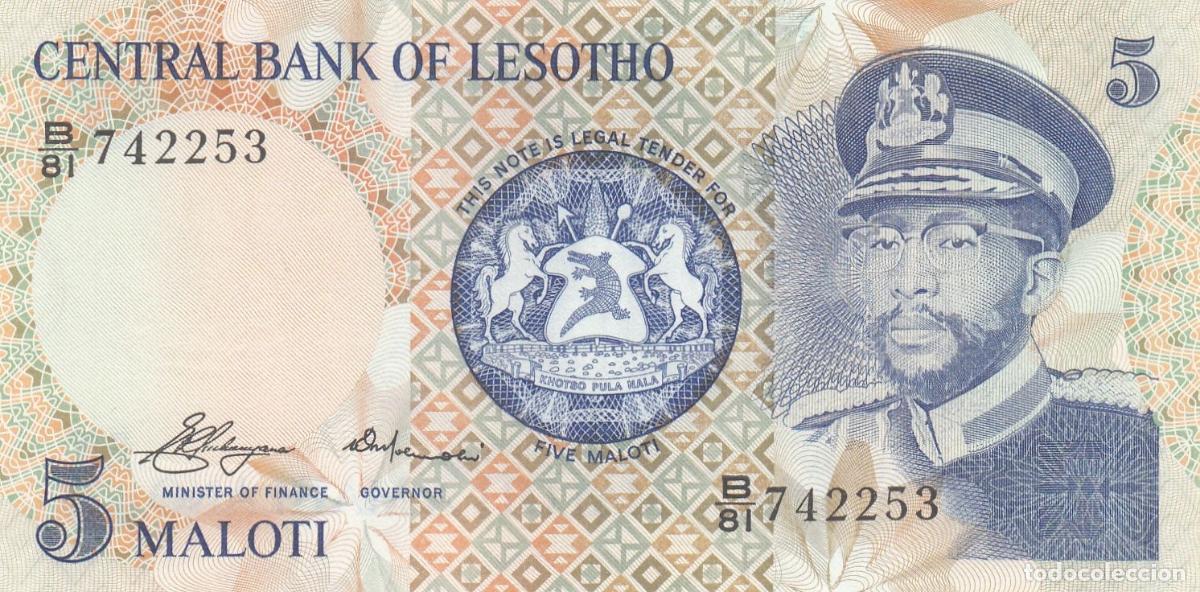 Billets internationaux: CRJ2140 BILLETE LESOTHO 5 MALOTI 1981 P-5a SIN CIRCULAR