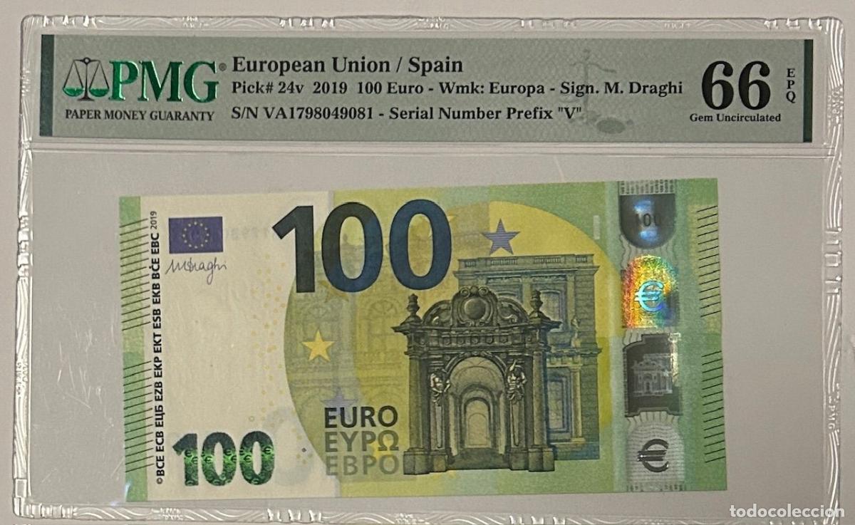 Billets internationaux: CRPMG061 BILLETE ENCAPSULADO ESPA&Ntilde;A 100 EUROS 2019 PMG 66