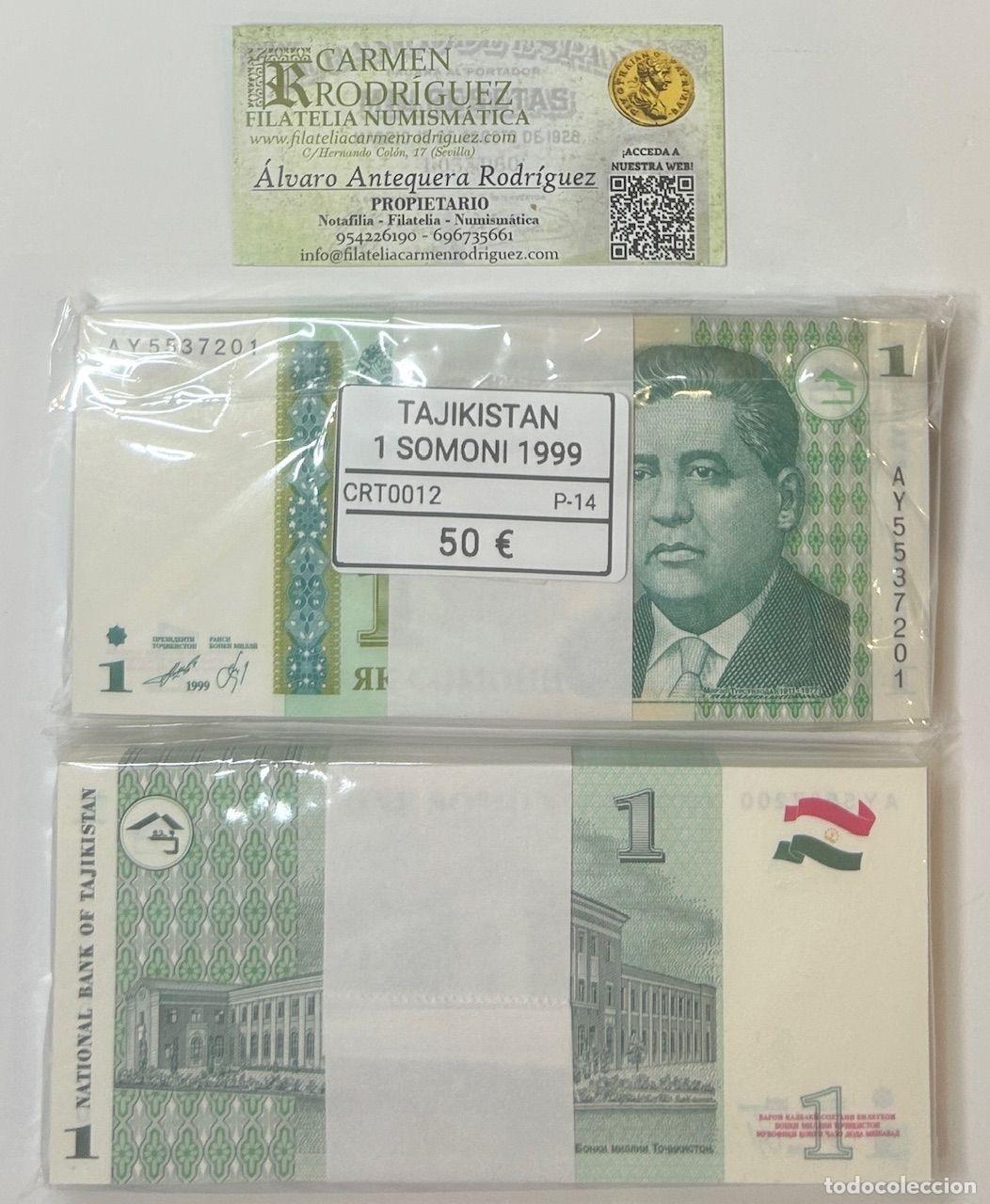 Notas Internacionais: CRT0012 TACO 100 BILLETES TAJIKISTAN 1 SOMONI 1999 P-14