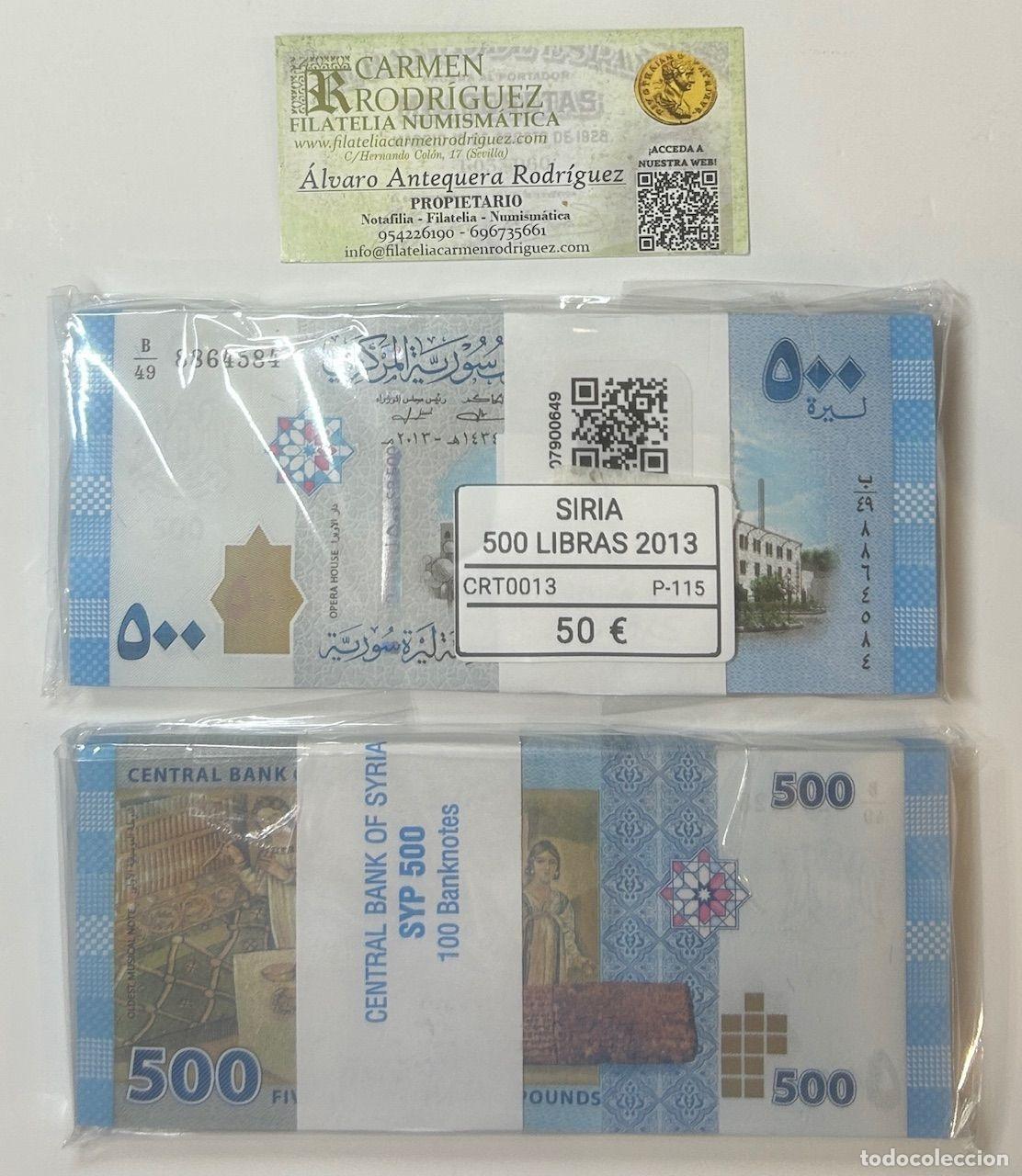 Notas Internacionais: CRT0013 TACO 100 BILLETES SIRIA 500 LIBRAS 2013 P-115