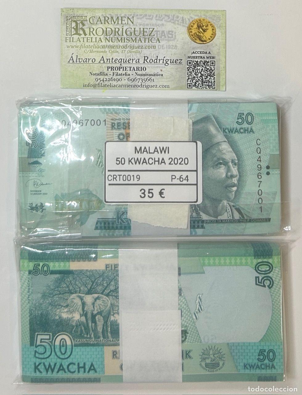 Notas Internacionais: CRT0019 TACO 100 BILLETES MALAWI 50 KWACHA 2020 P-64