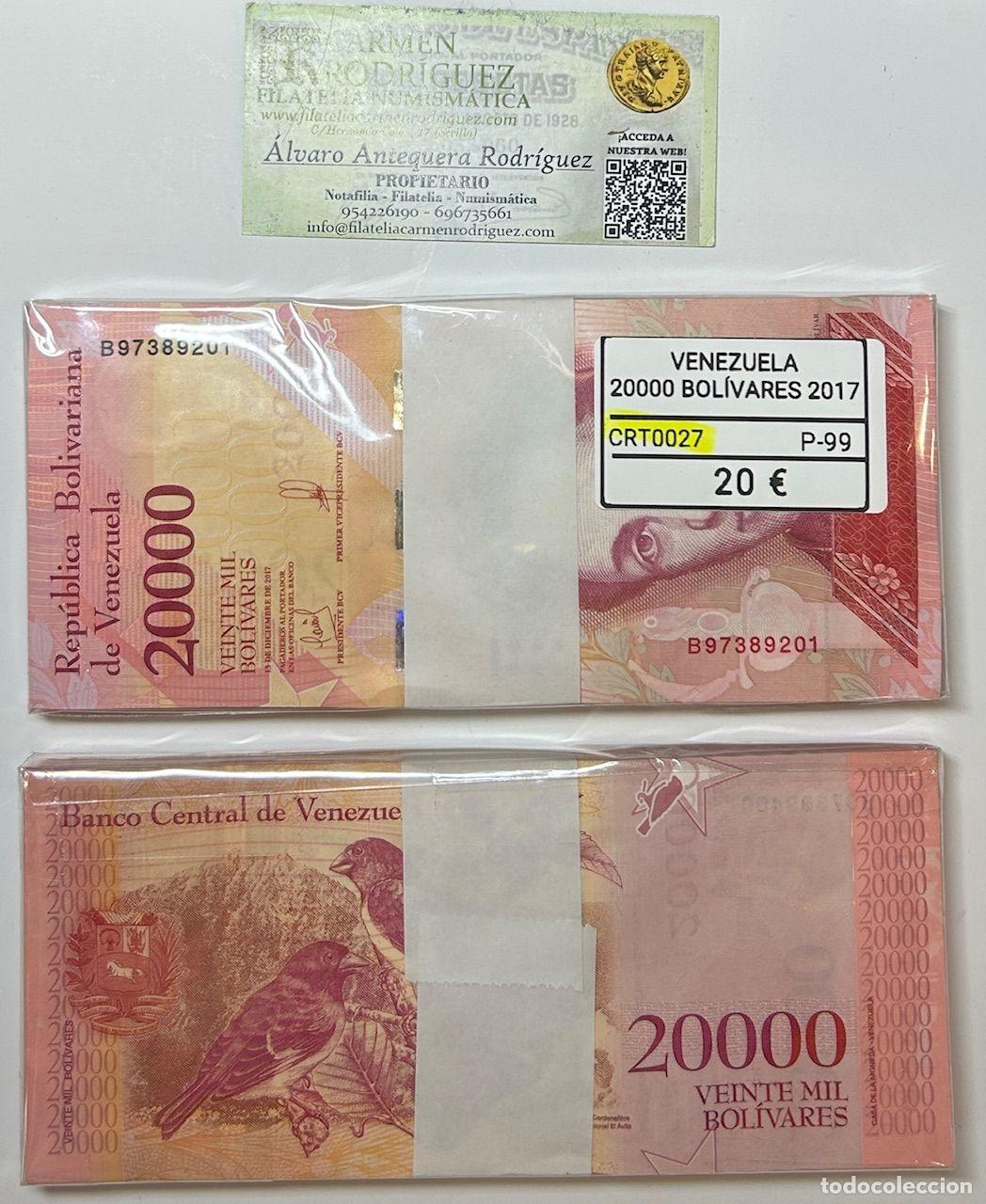 Notas Internacionais: CRT0027 TACO 100 BILLETES VENEZUELA 20000 BOLIVARES 2017 P-99
