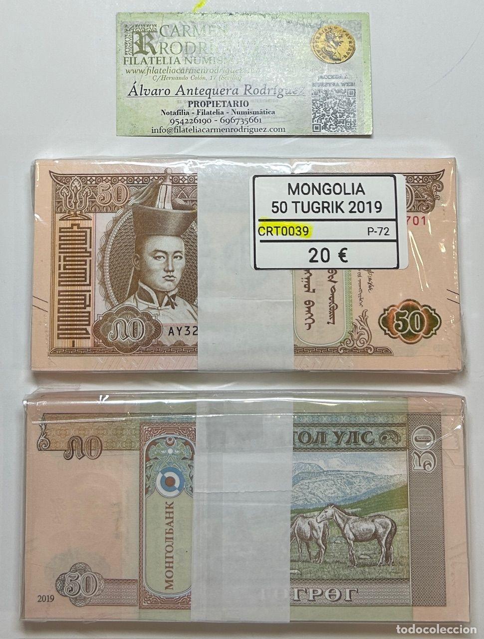 Banconote internazionali: CRT0039 TACO 100 BILLETES MONGOLIA 50 TUGRYK 2019 P-72