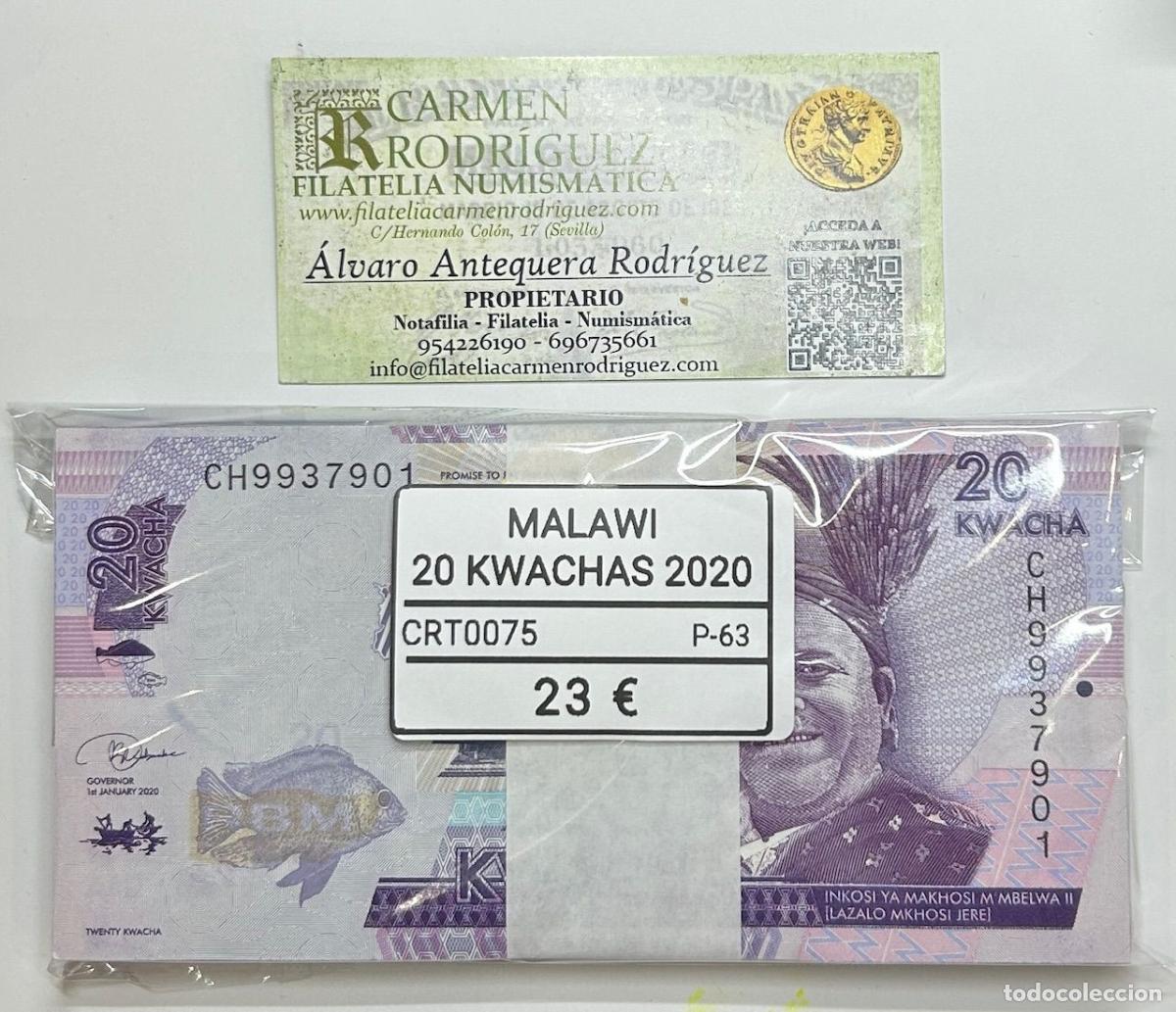 Banconote internazionali: CRT0075 TACO 100 BILLETES MALAWI 20 KWACHAS 2020 P-63