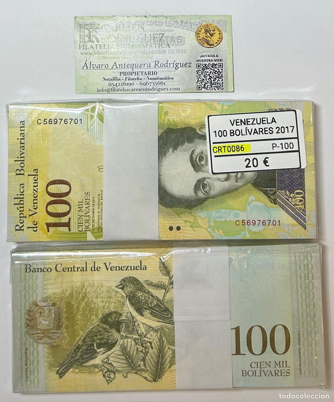 Banconote internazionali: CRT0086 TACO 100 BILLETES VENEZUELA 10000 BOLIVARES 2017 P-100
