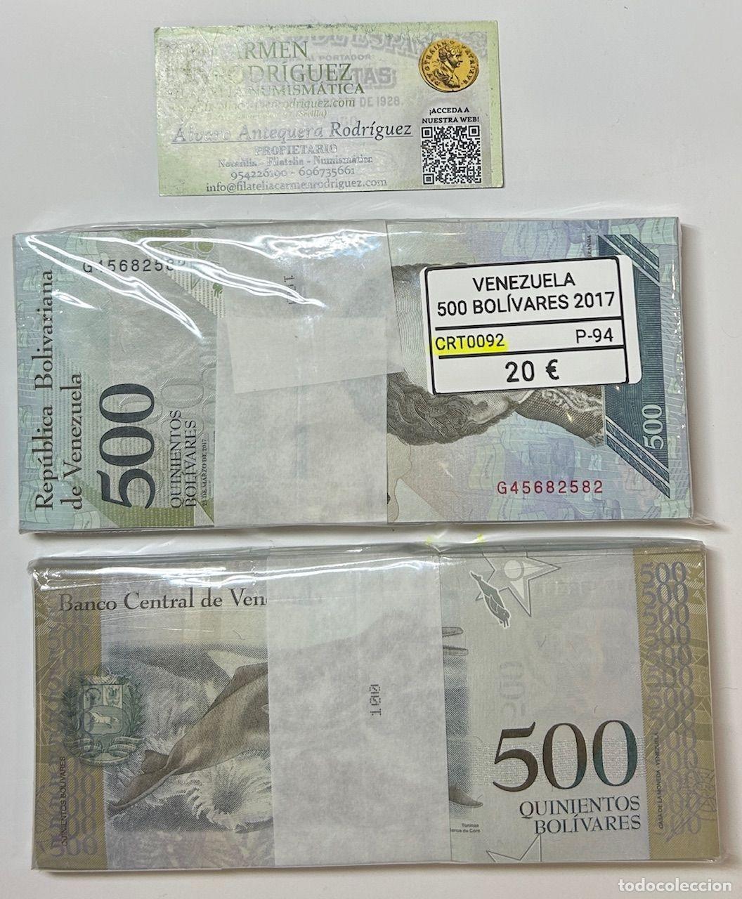 Banconote internazionali: CRT0092 TACO 100 BILLETES VENEZUELA 500 BOLIVARES 2017 P-94