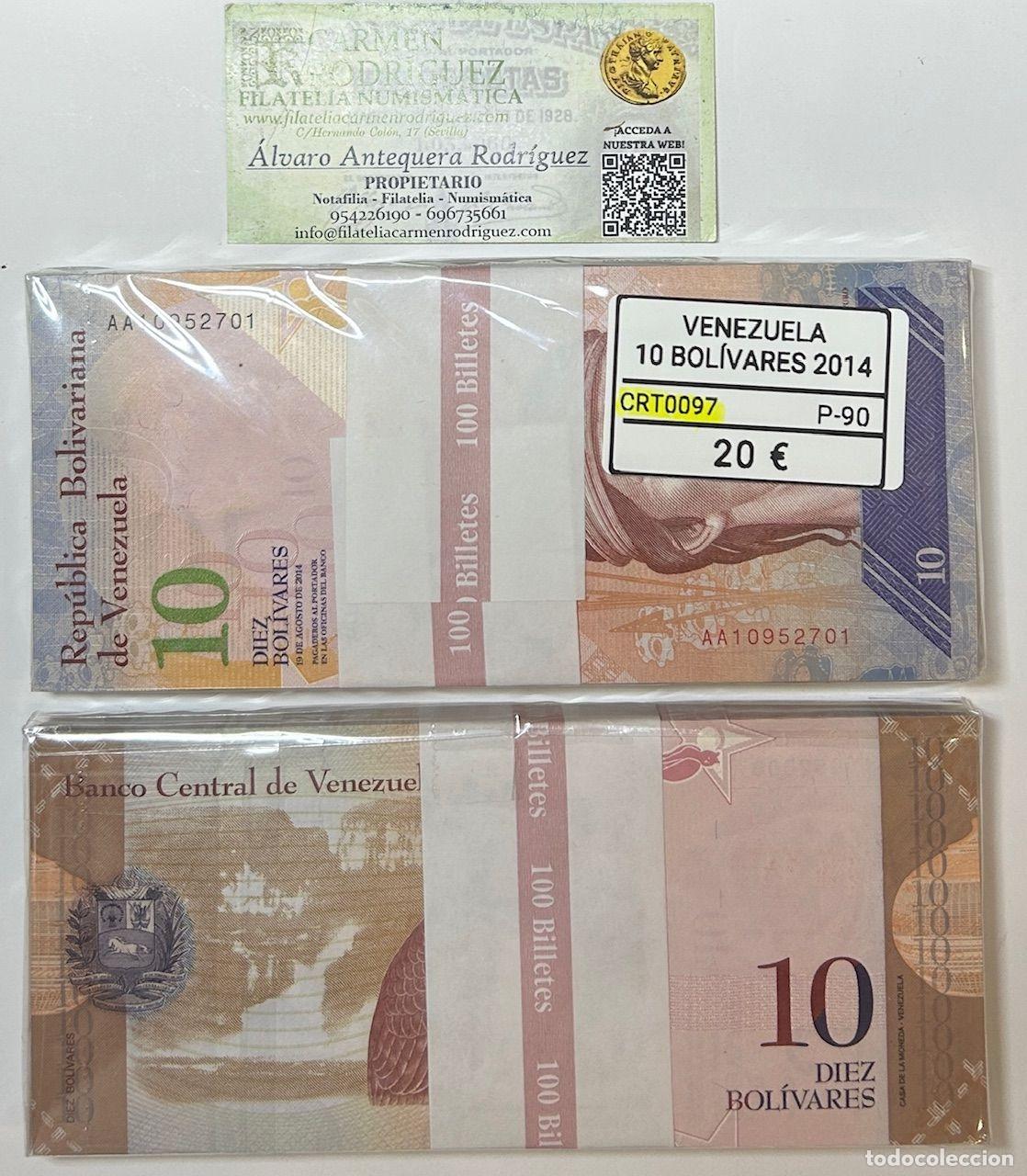 Banconote internazionali: CRT0097 TACO 100 BILLETES VENEZUELA 10 BOLIVARES 2014 P-90