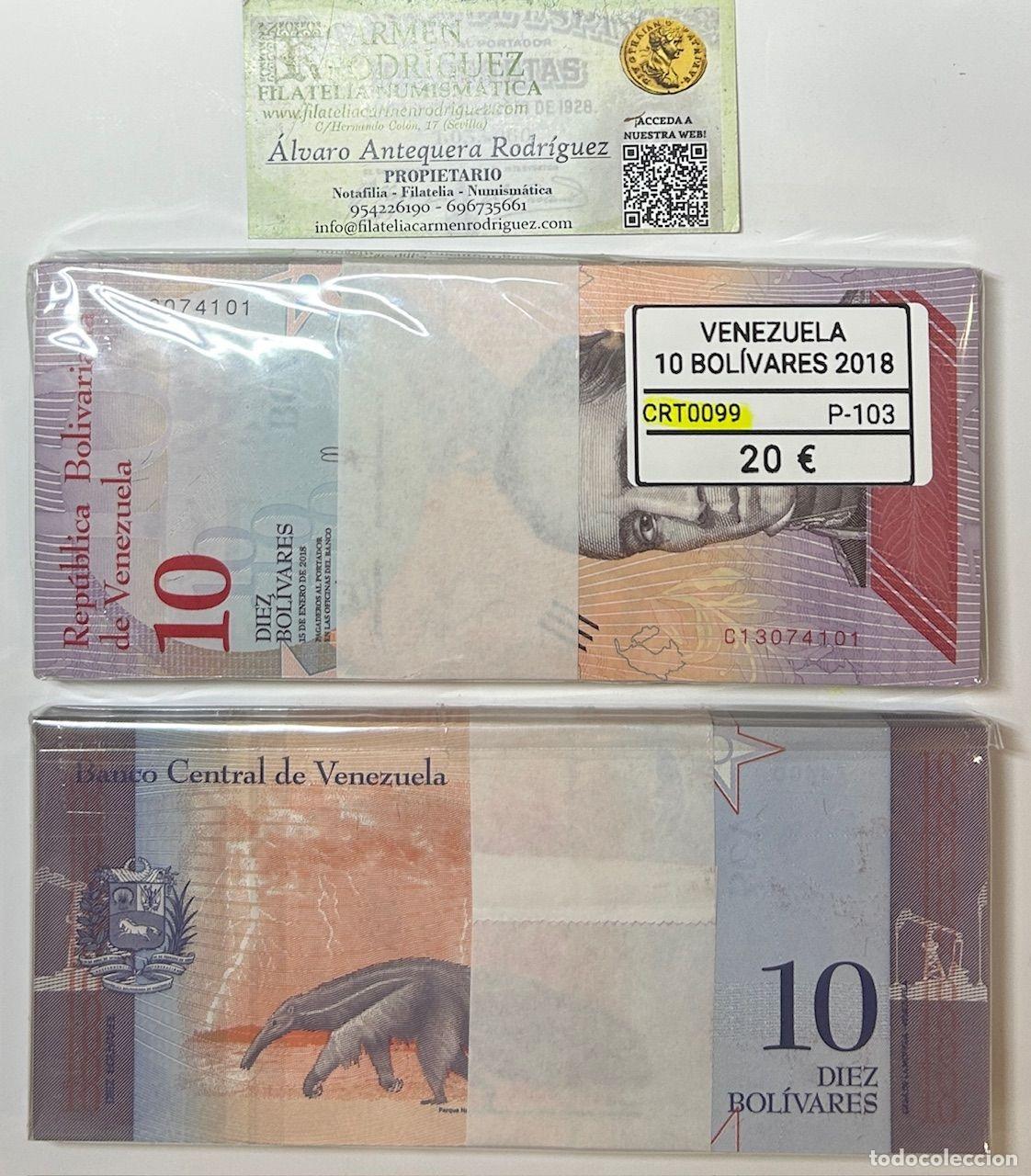 Banconote internazionali: CRT0099 TACO 100 BILLETES VENEZUELA 10 BOLIVARES 2018 P-103