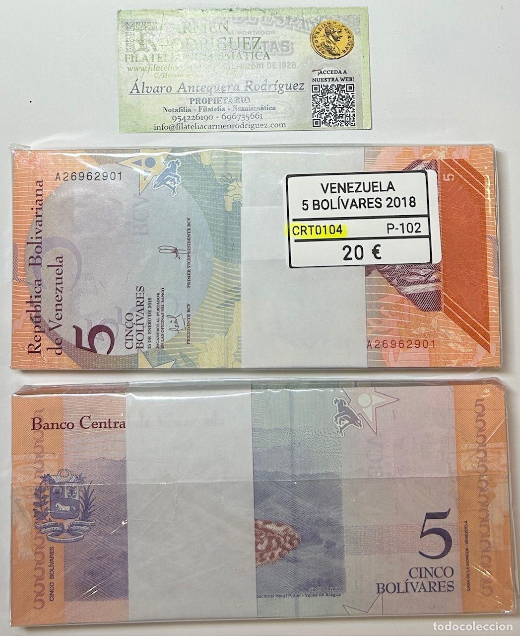 Banconote internazionali: CRT0104 TACO 100 BILLETES VENEZUELA 5 BOLIVARES 2018 P-102