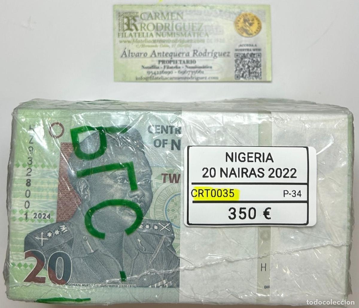 Banconote internazionali: CRT0035 TACO 100 BILLETES NIGERIA 20 NAIRAS 2022 P-34