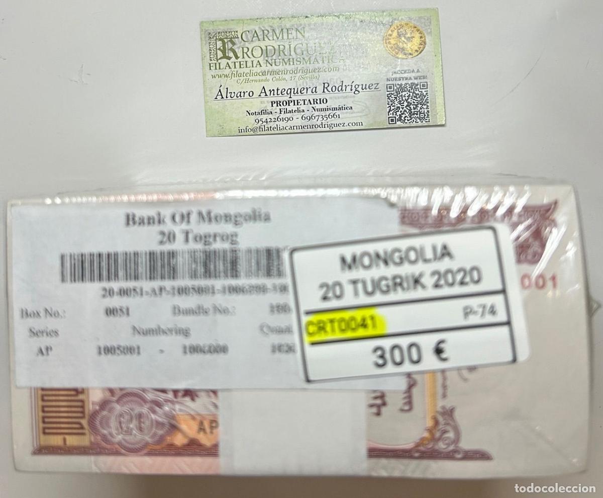 Notas Internacionais: CRT0041 TACO 1000 BILLETES MONGOLIA 20 TUGRYK 2020 P-74