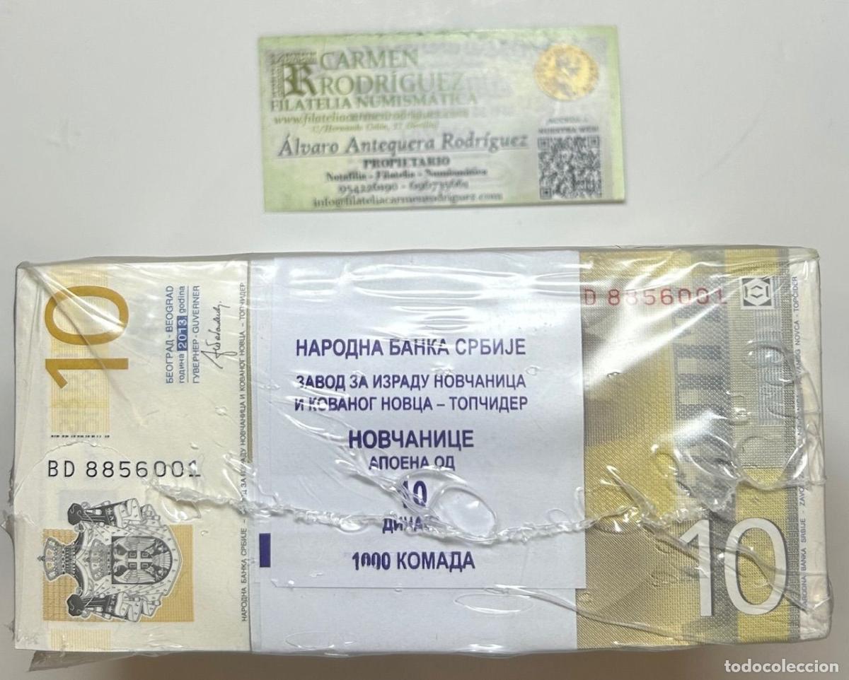 Notas Internacionais: CRT0043 TACO 100 BILLETES SERBIA 10 DINARAS 2013 P-54