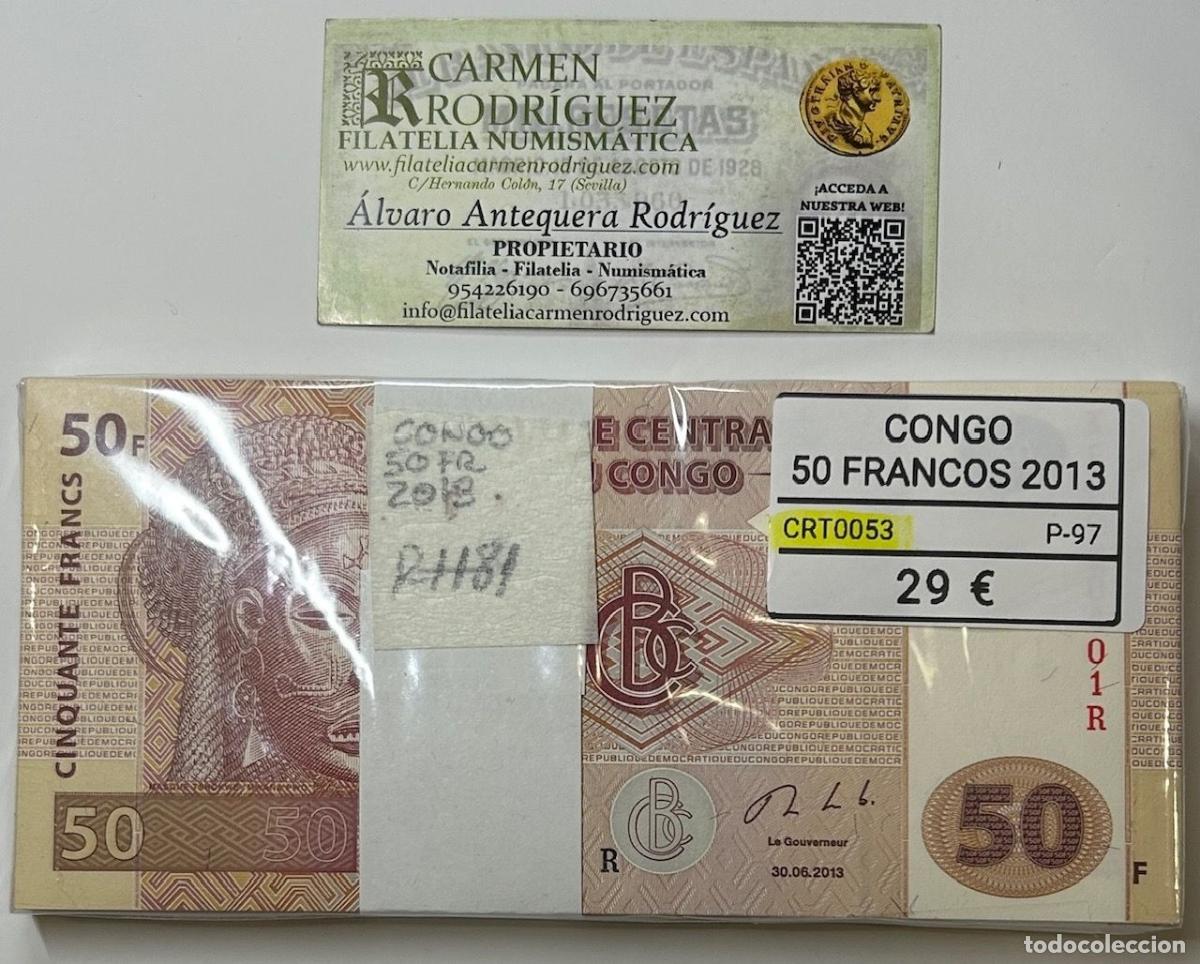 Notas Internacionais: CRT0053 TACO 100 BILLETES CONGO 50 FRANCOS 2013 P-97