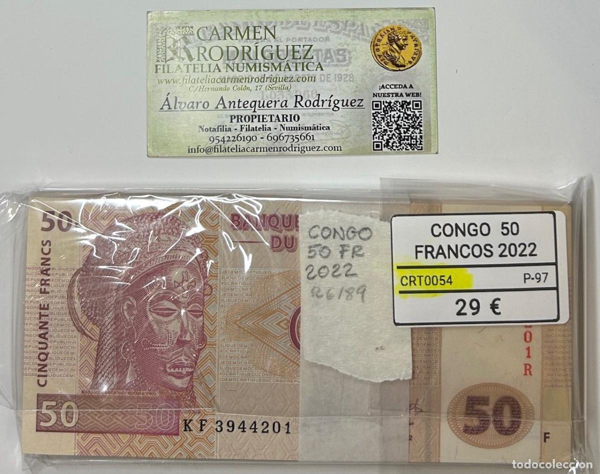 Notas Internacionais: CRT0054 TACO 100 BILLETES CONGO 50 FRANCOS 2022 P-97